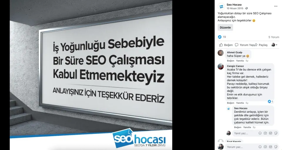 SEO Hocası İş Alımını Durdurdu