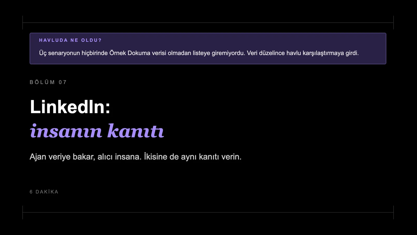 Slayt 64: Bölüm 07 · LinkedIn: insanın kanıtı.
